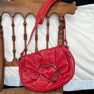 Vintage Moschino jeans red leather heart handbag
